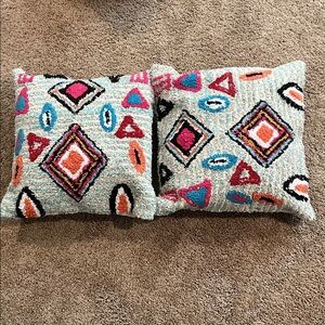 Geometric Accent Pillows - shaggy material with removable cover - 18 in x 18 in